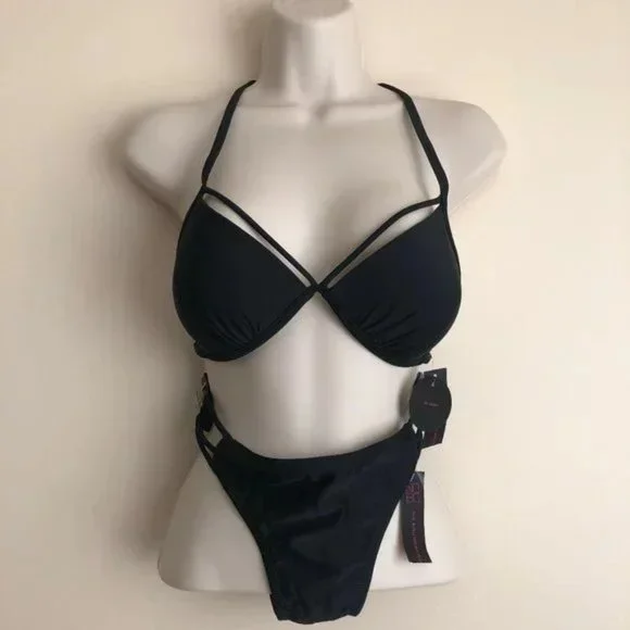 NWT Bikini Bundle (2 Suits) – Black Strappy + Forest Green Cut-Out | Size S/XS–S - Picture 2 of 13